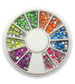 Kamienky na nechty - Neonové farby - kocky kolieska - 1ks